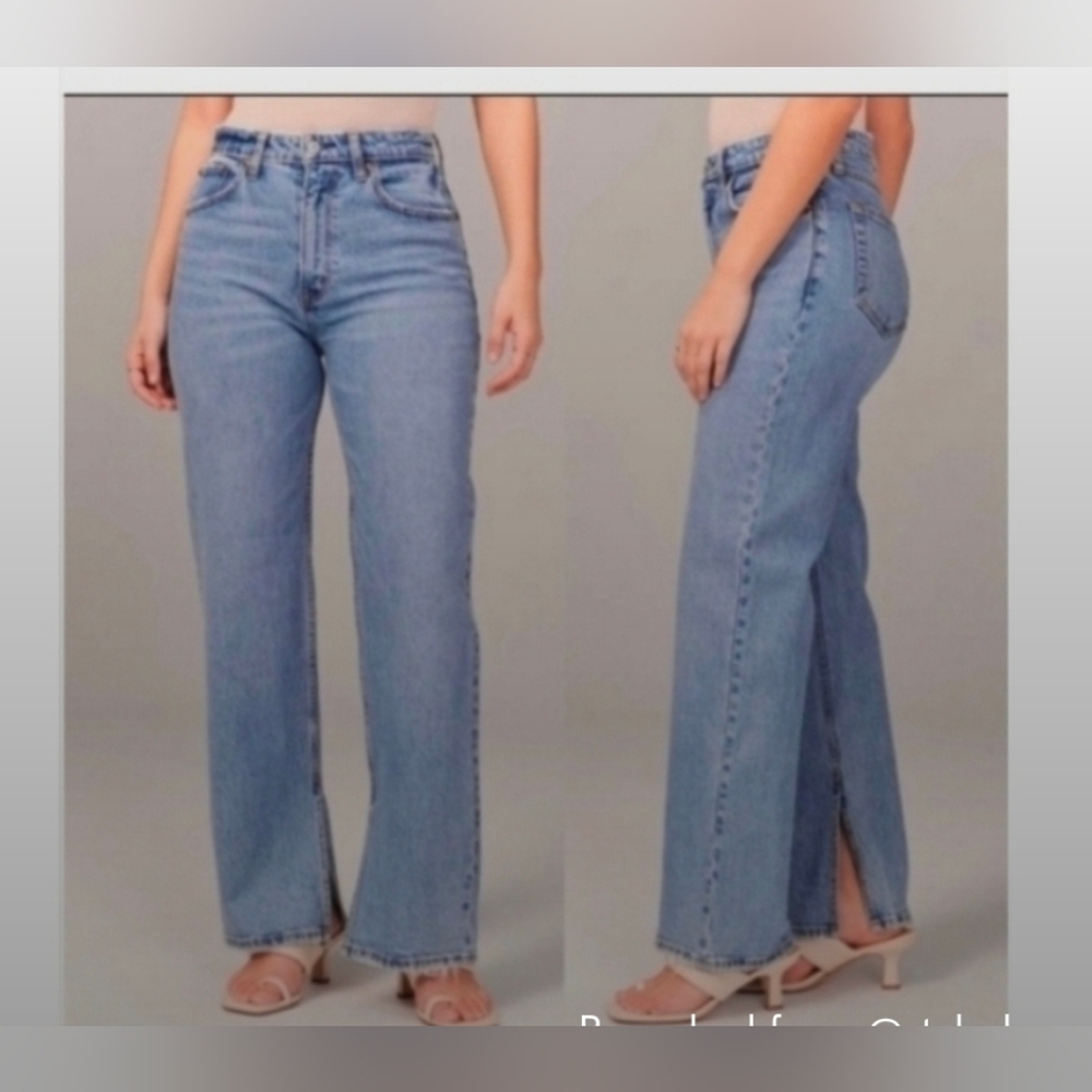 Abercrombie & Fitch 90's Relaxed High Rise Jeans Split/Slip Hem - 12L